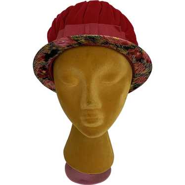 Vintage 1960s Mod Lame and Velvet Cloche Hat - image 1