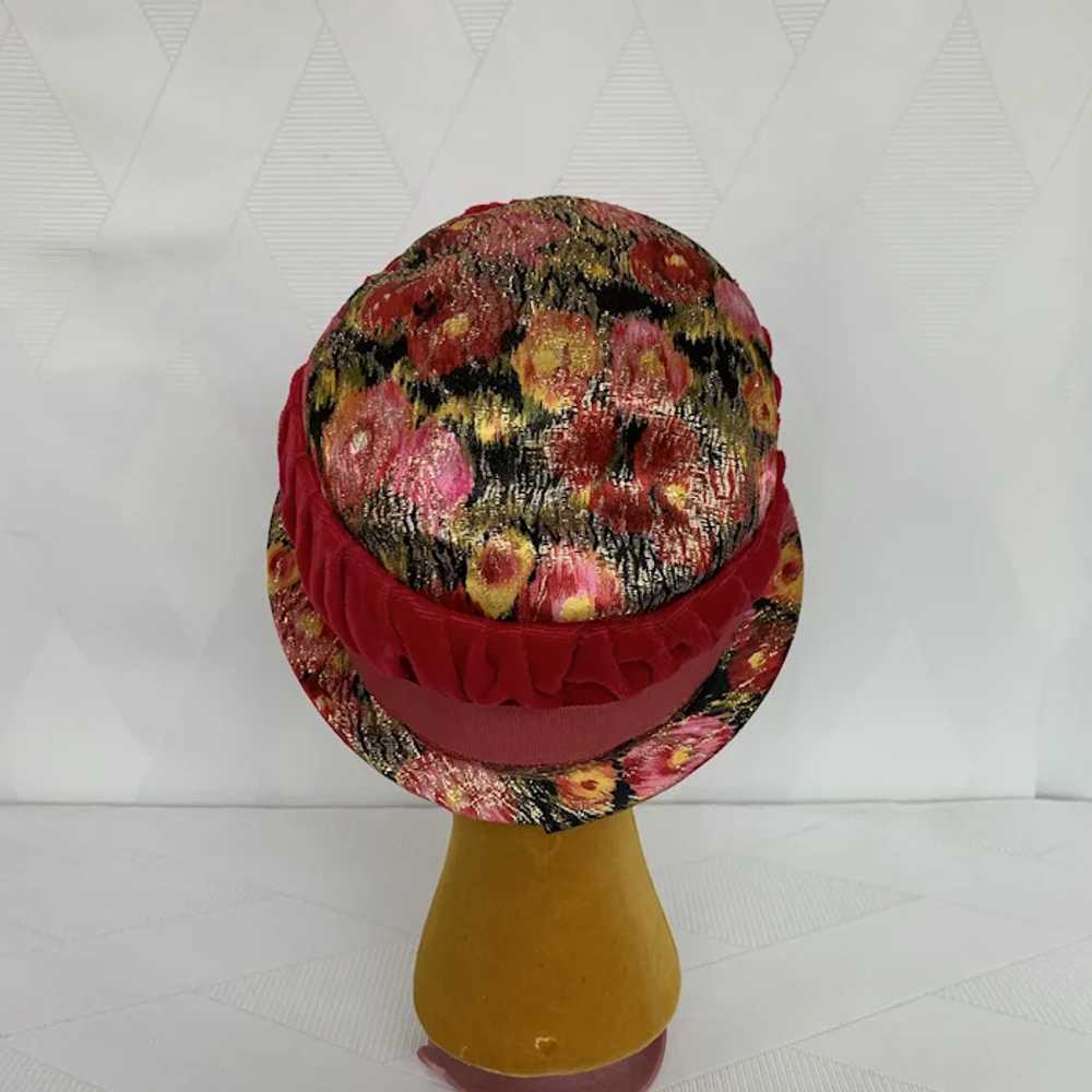 Vintage 1960s Mod Lame and Velvet Cloche Hat - image 5