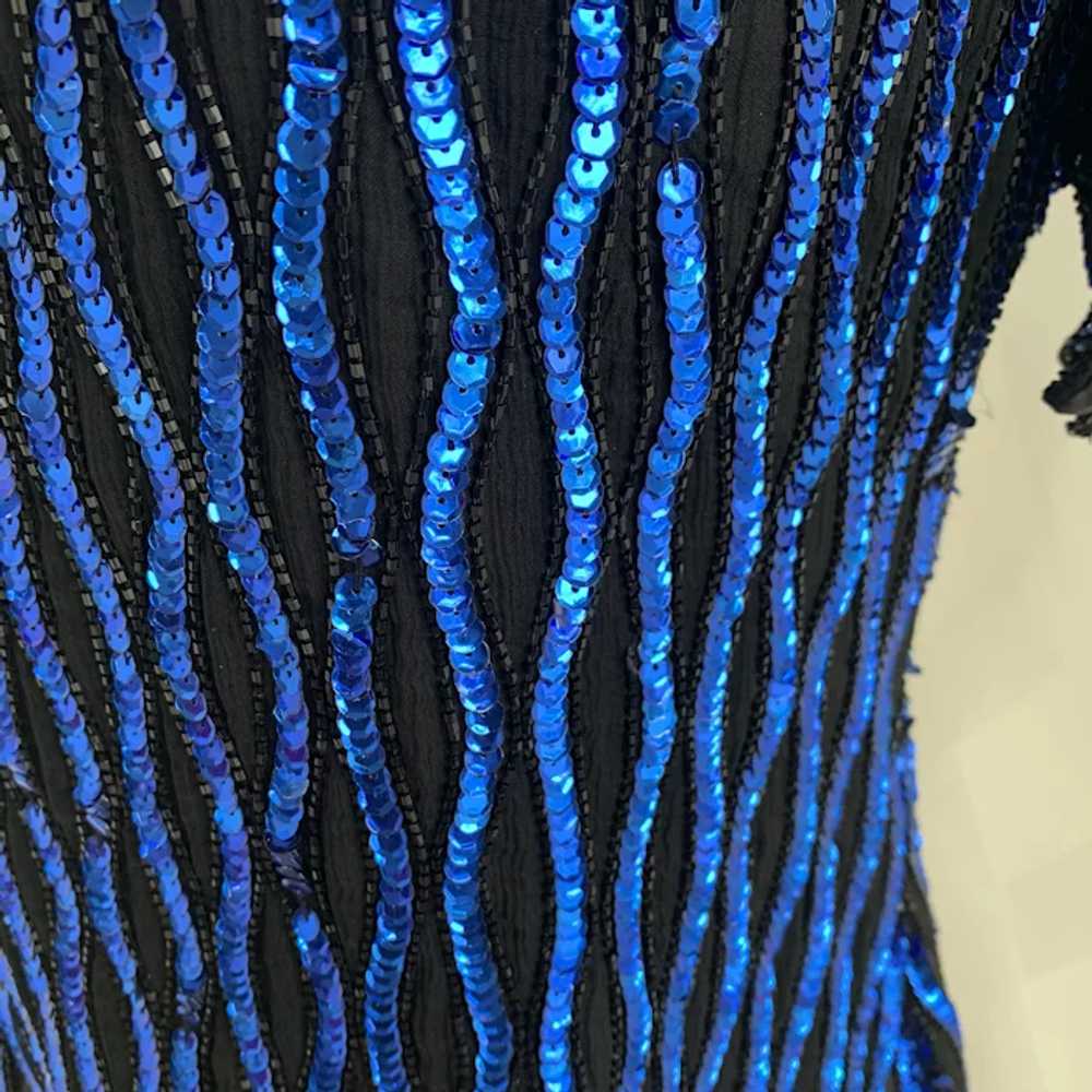 Black and Blue, Vintage 1980s Sequin and Bead Blo… - image 4