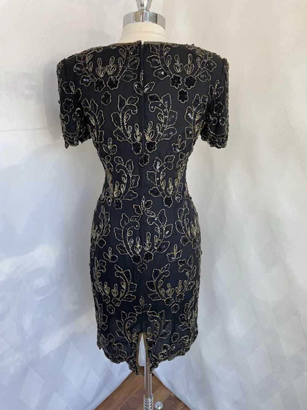 Vintage 1980s Stenay Beaded Silk Cocktail Dress - image 3
