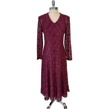 Vintage 1990s Burgundy Grunge Lace Dress - image 1