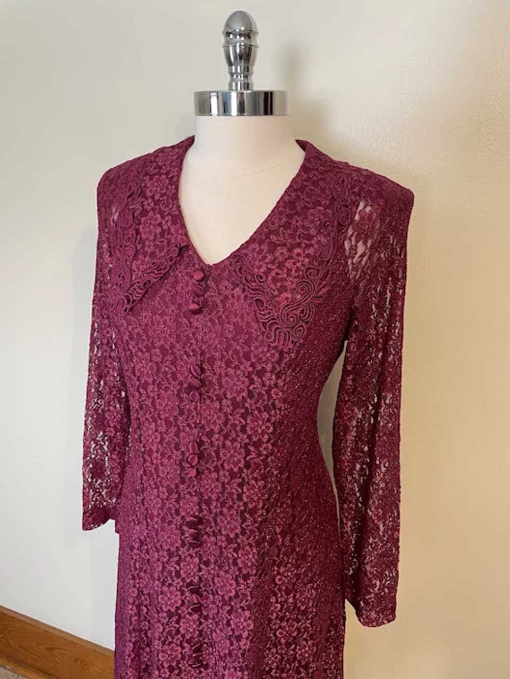 Vintage 1990s Burgundy Grunge Lace Dress - image 2