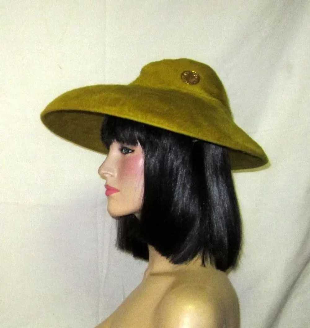 Olive Green Picture Hat Labeled "Replica de Paris… - image 3