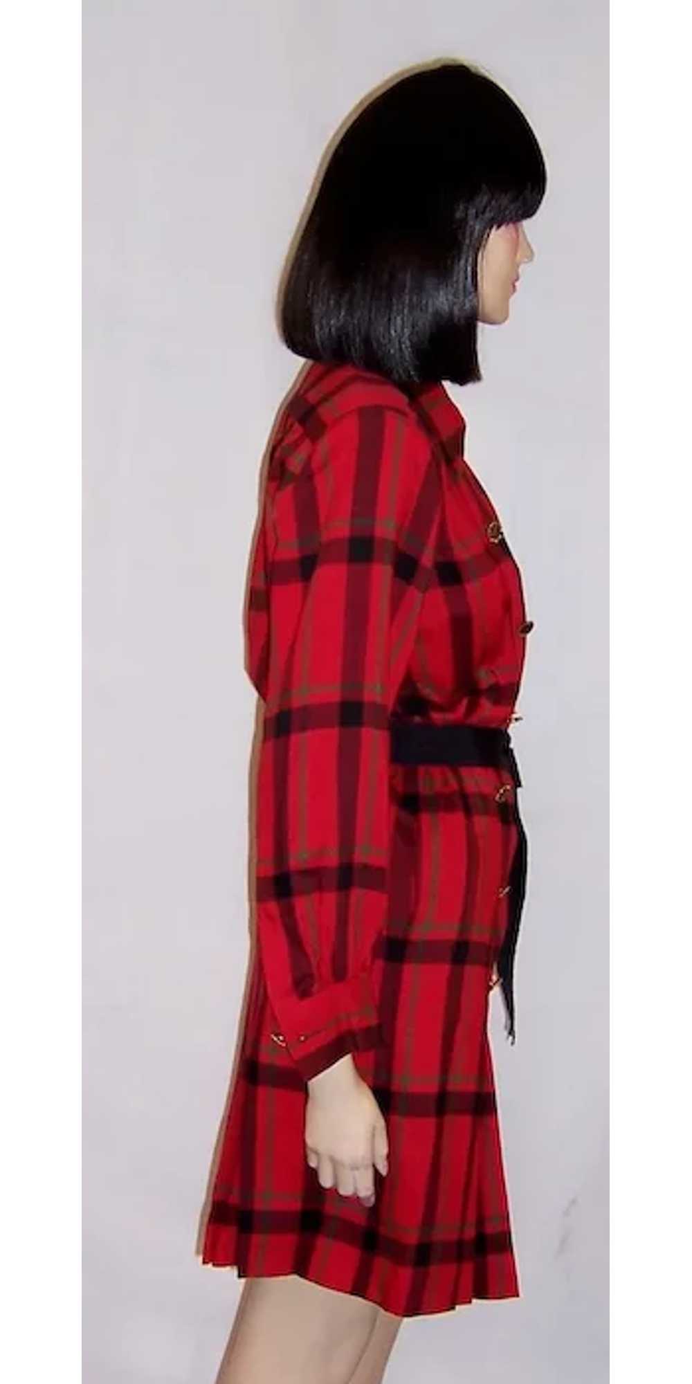 Yves Saint Laurent-Rive Gauche-Red and Black Plai… - image 4