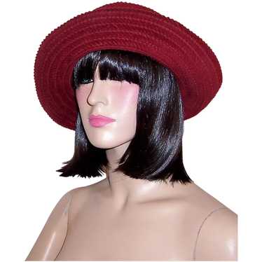 Burgundy Cotton Woven Floppy Hat-Made in Italy - image 1