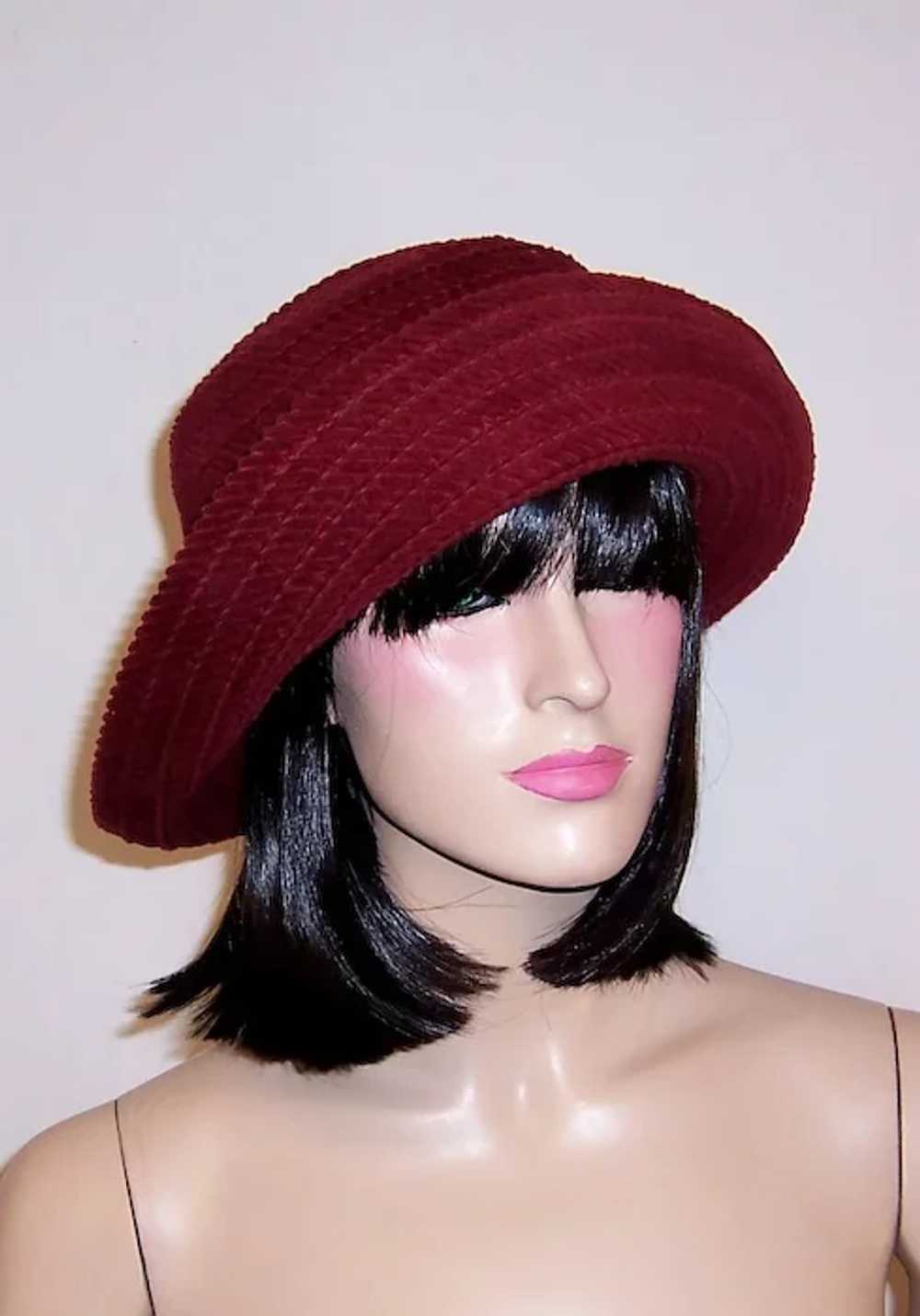 Burgundy Cotton Woven Floppy Hat-Made in Italy - image 2