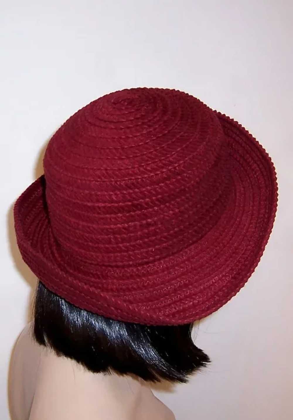 Burgundy Cotton Woven Floppy Hat-Made in Italy - image 3