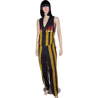 Armand Basi-Juste de Nin-Black and Gold Striped P… - image 1