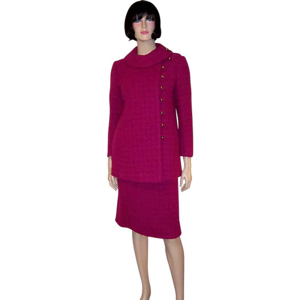 Stylish & Gorgeous Red Raspberry Nubby Woolen Suit - image 1