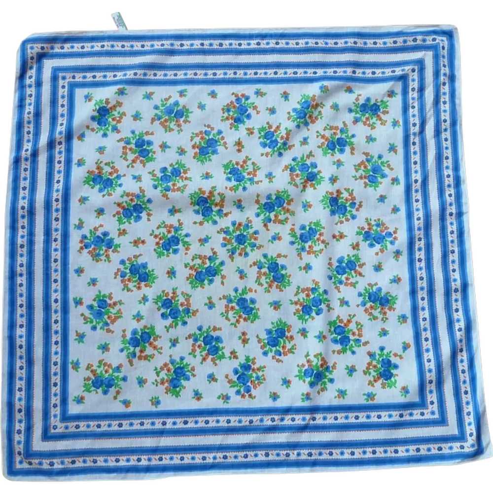 Morsly New York Blue and White Flower Scarf - image 1