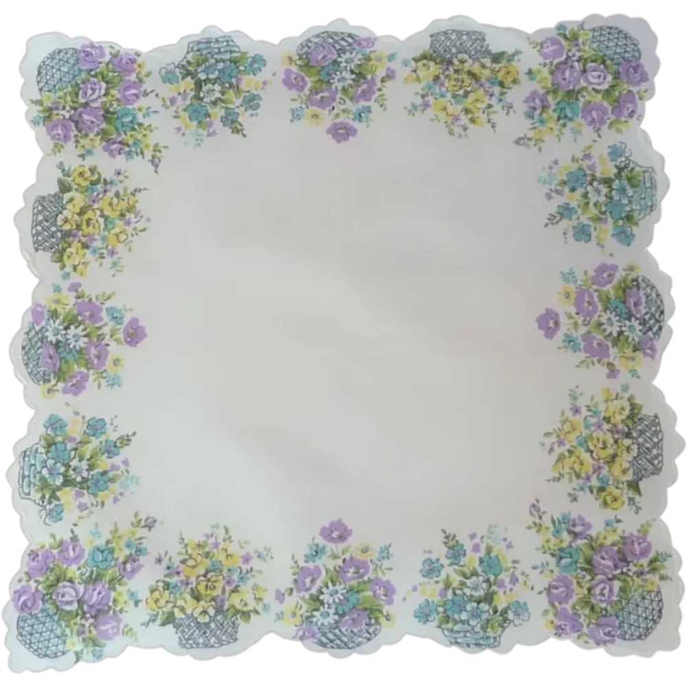 Bouquets of Flowers on White Handkerchief - image 1