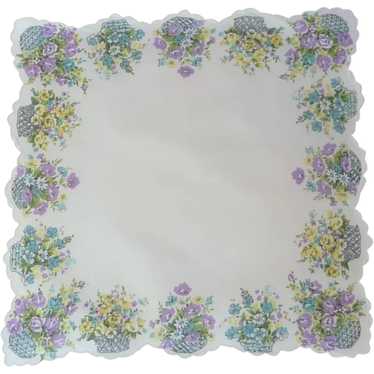 Bouquets of Flowers on White Handkerchief - image 1