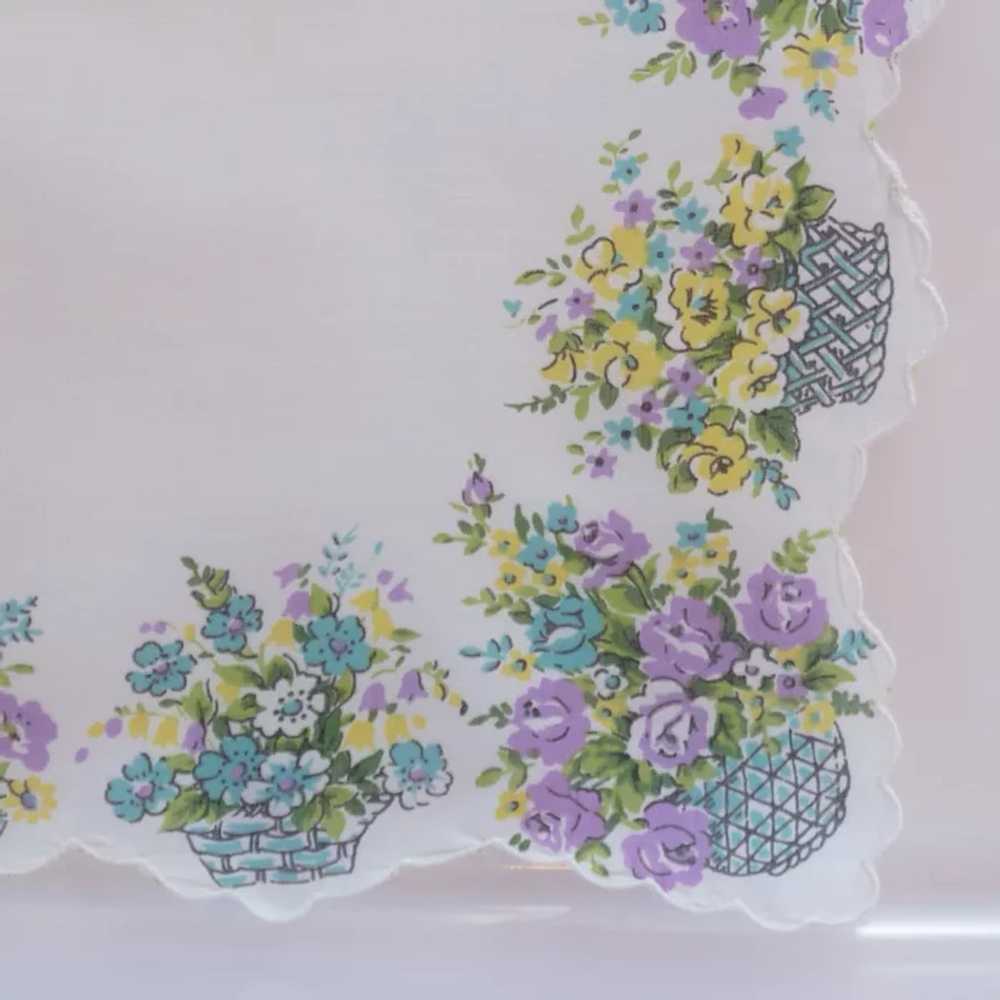 Bouquets of Flowers on White Handkerchief - image 2