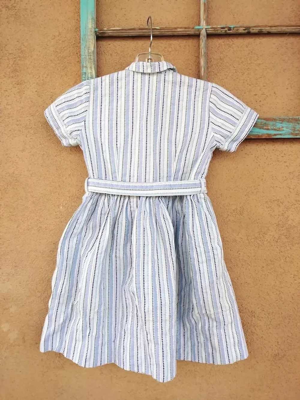 1950s Girls Striped Cotton Dress Sz 6 - image 7