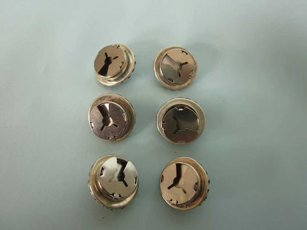 Set of 6 Vintage Button Covers - Silvertone Finis… - image 3