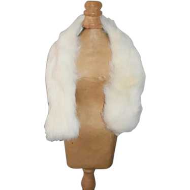 White Fur Scarf Made of Rabbit with Fox Face for … - image 1