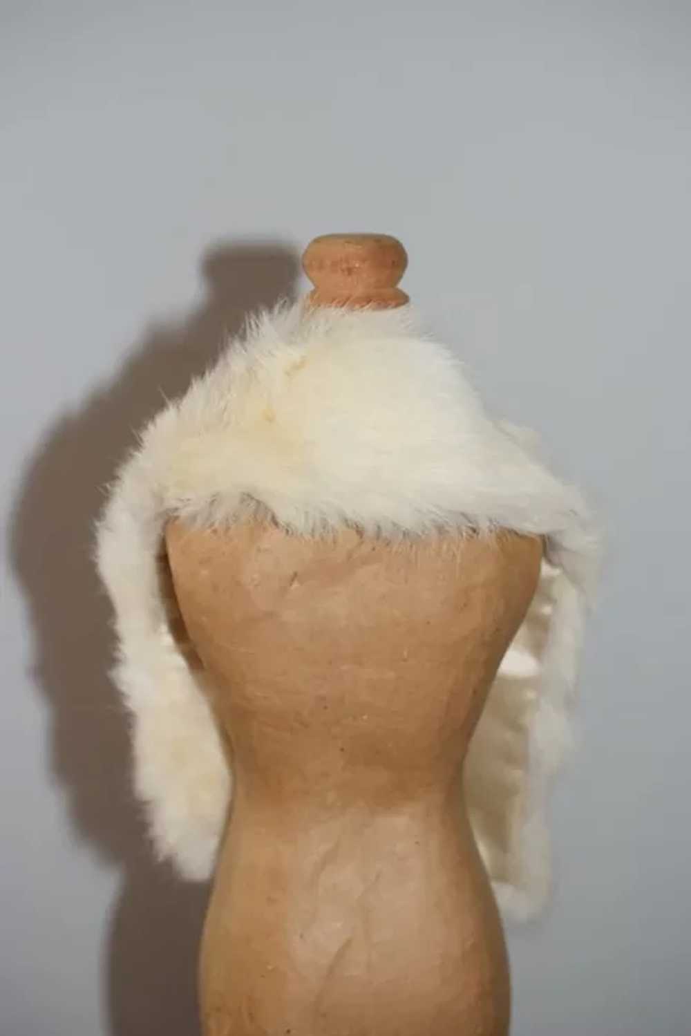 White Fur Scarf Made of Rabbit with Fox Face for … - image 2