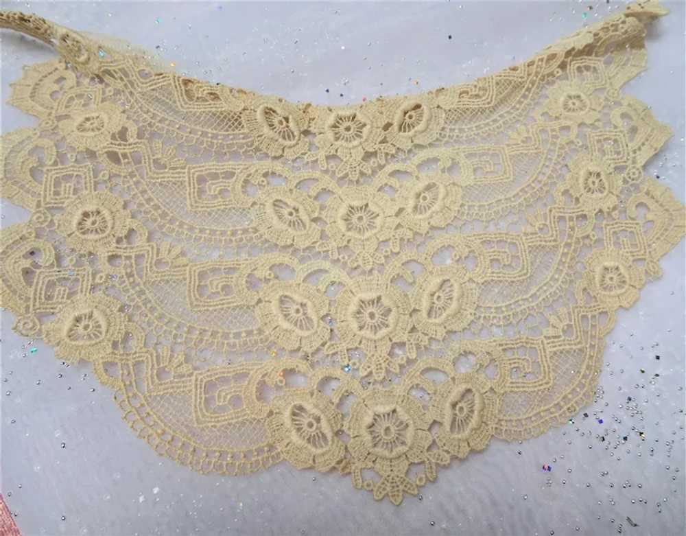 ANTIQUE French Lace Ladies Collar, Intricate Flor… - image 4