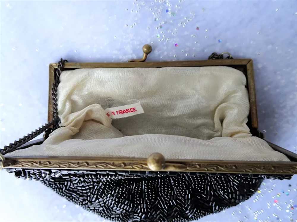 GLITTERING Vintage French Beaded Handbag Purse,Sm… - image 3
