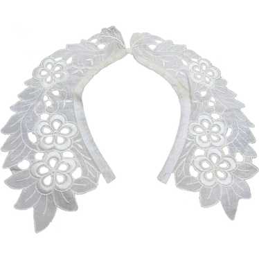 LOVELY Antique Collar, French Cotton Embroidered C