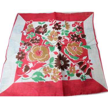 BEAUTIFUL Vintage 1930s Printed Floral Hanky Colo… - image 1