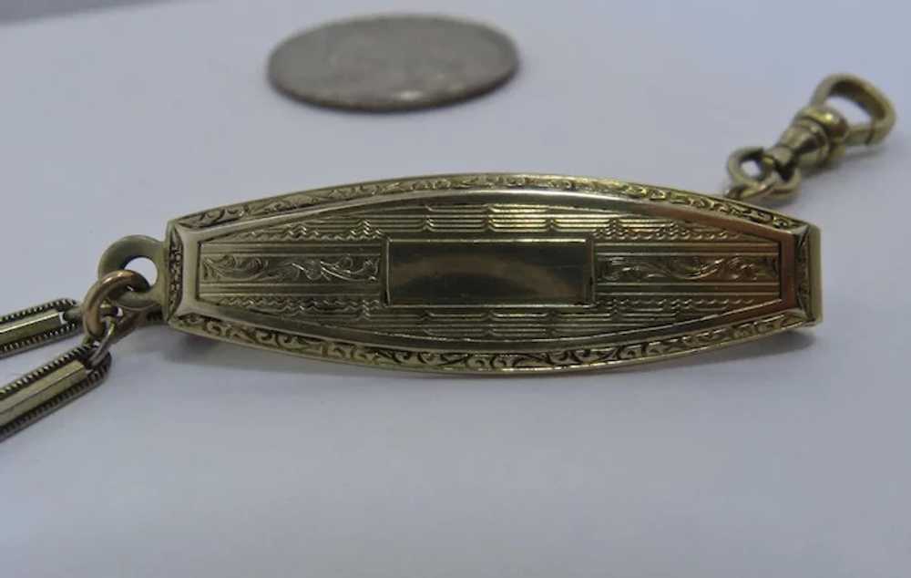 Ca 1920 Gold Fill Watch Chain w/ Belt Clip Hayward - image 3