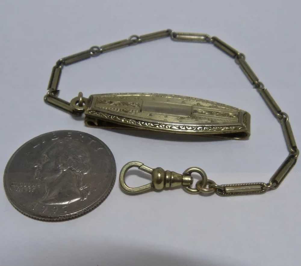 Ca 1920 Gold Fill Watch Chain w/ Belt Clip Hayward - image 7