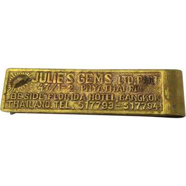 Old Brass Julie's Gems Advertising Money Clip Bang