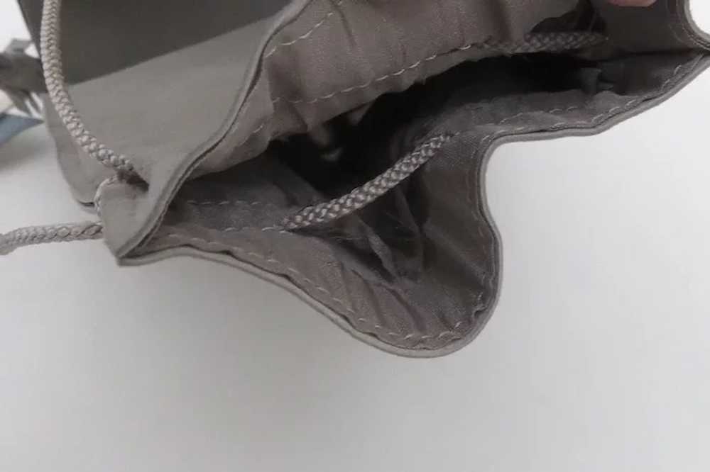 1900's Grey Suede Folding Draw String Tassel Ends… - image 4