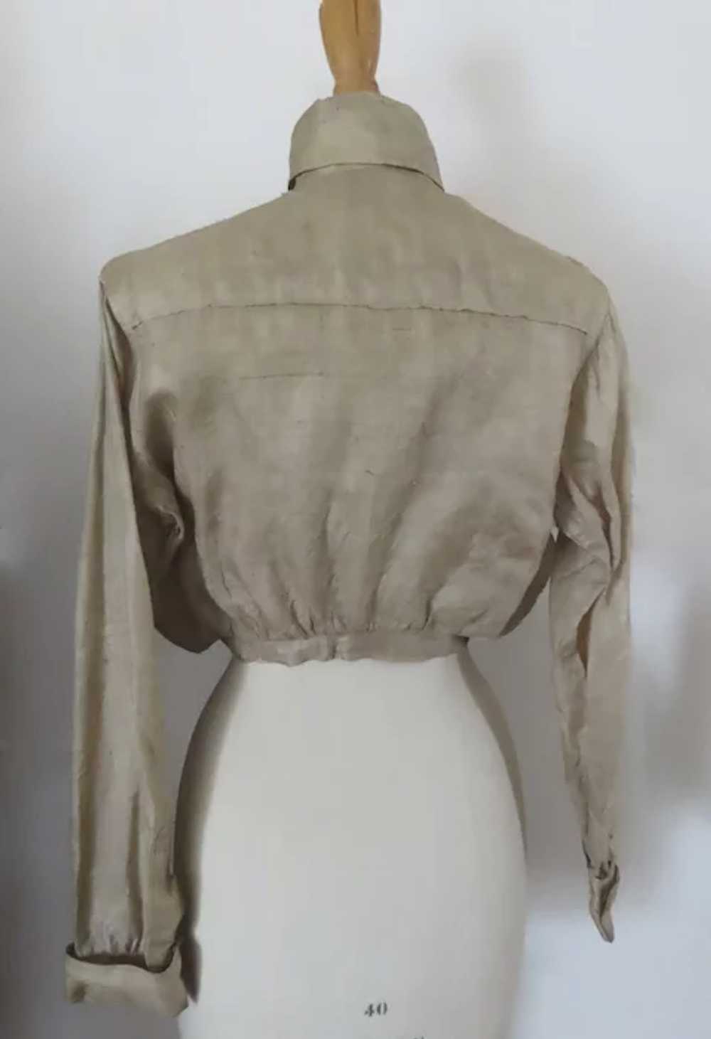 Shirt Waist Blouse in Raw Silk Front Pocket c 189… - image 2