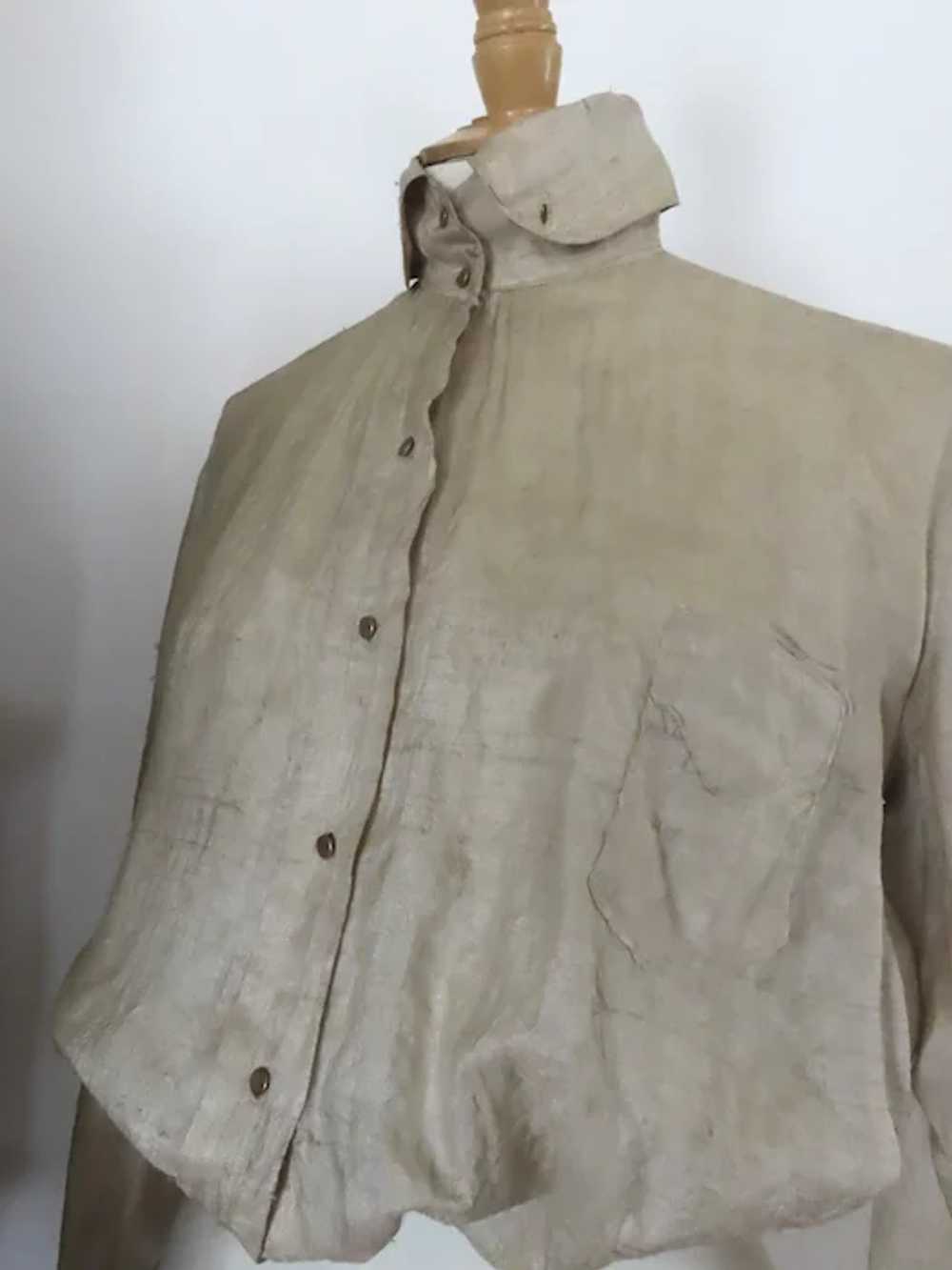 Shirt Waist Blouse in Raw Silk Front Pocket c 189… - image 3