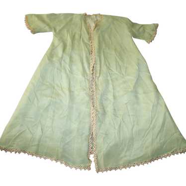 Antique Silk Crepe Palest Green Doll or Baby Robe… - image 1