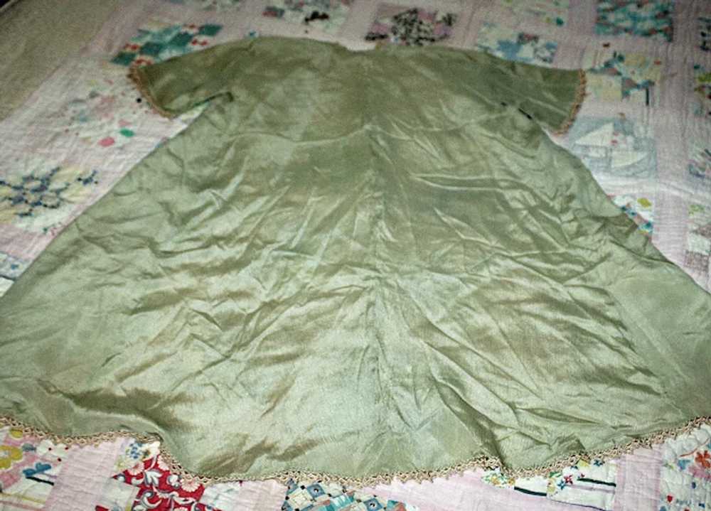 Antique Silk Crepe Palest Green Doll or Baby Robe… - image 2