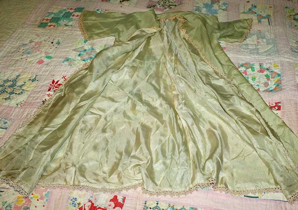 Antique Silk Crepe Palest Green Doll or Baby Robe… - image 3