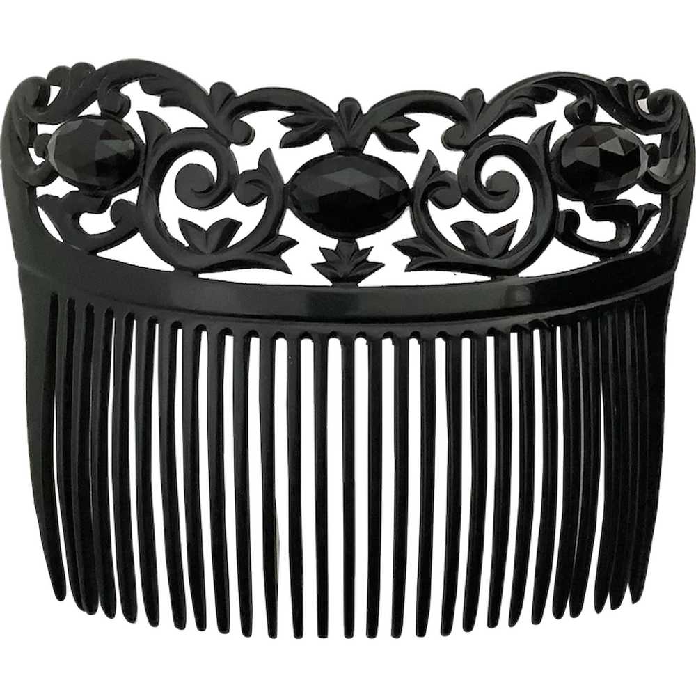 Antique 1800’s Mourning Hair Comb - Gem