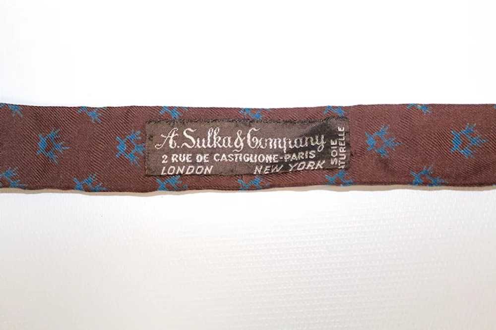 Vintage c.1940 A. Sulka & Co. Brown & Blue Silk T… - image 5