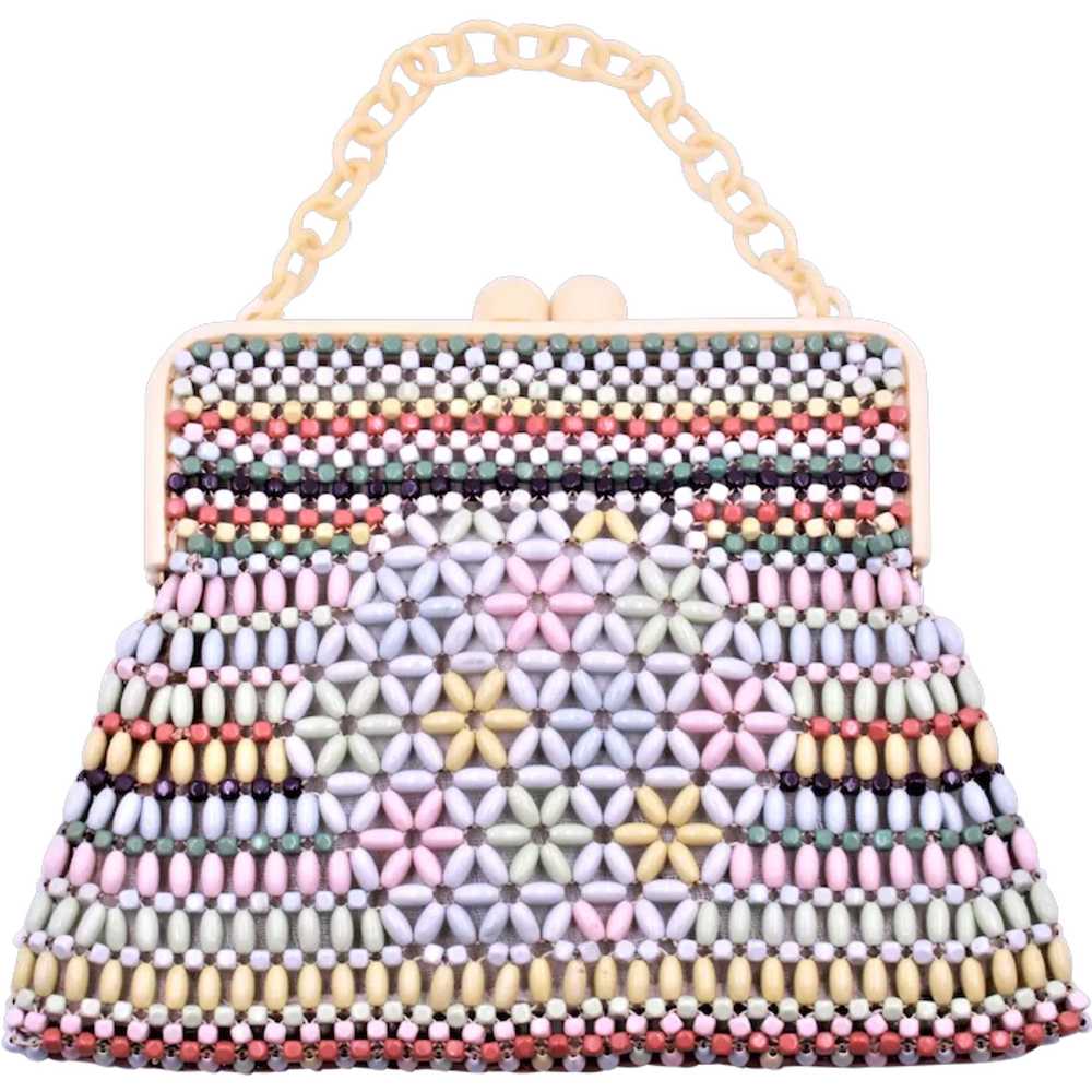 Purse Czech Suzanne Brand Beaded Handbag Wooden B… - image 1