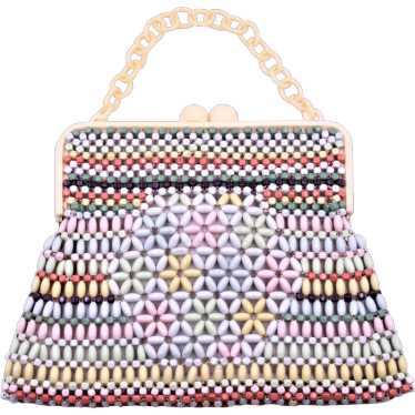 Purse Czech Suzanne Brand Beaded Handbag Wooden B… - image 1