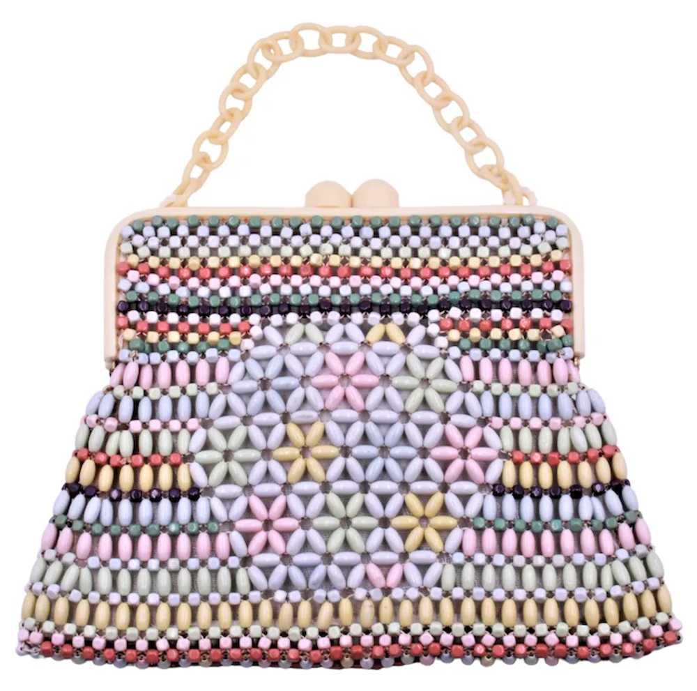 Purse Czech Suzanne Brand Beaded Handbag Wooden B… - image 2