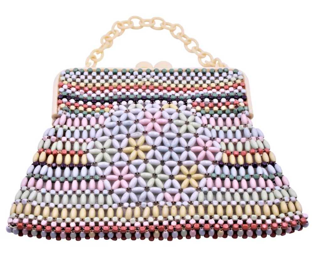 Purse Czech Suzanne Brand Beaded Handbag Wooden B… - image 3