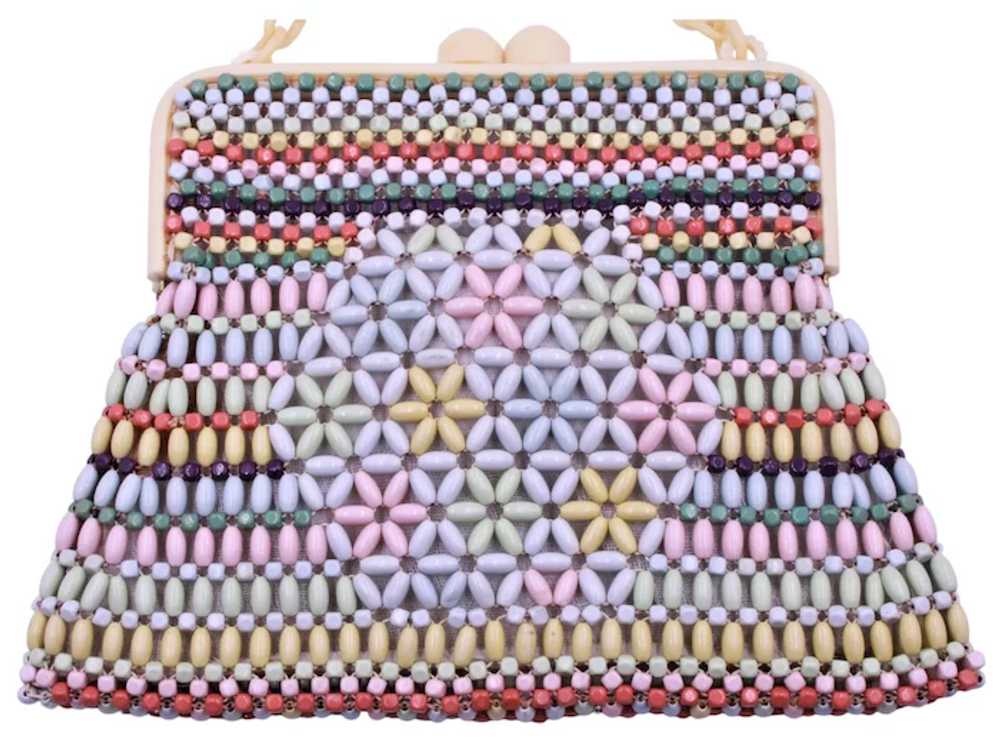 Purse Czech Suzanne Brand Beaded Handbag Wooden B… - image 6
