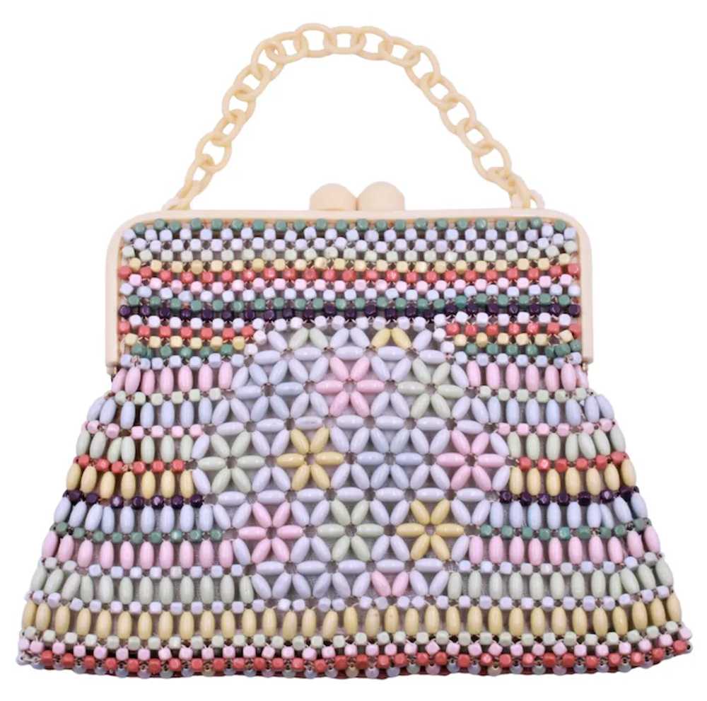 Purse Czech Suzanne Brand Beaded Handbag Wooden B… - image 7