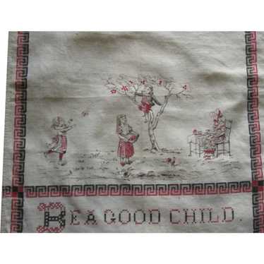 Victorian  Printed Bib, "Be A Good Child", Antiqu… - image 1