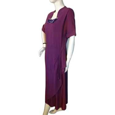 Vintage 1940s Purple Crepe Drape Dress Blakely Fa… - image 1
