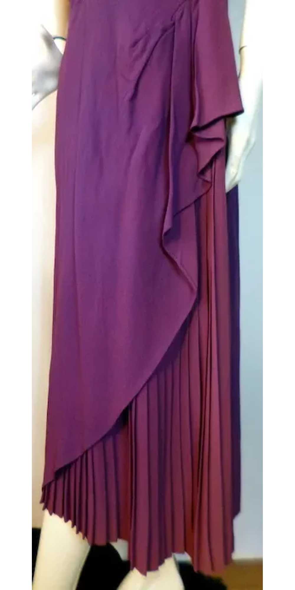 Vintage 1940s Purple Crepe Drape Dress Blakely Fa… - image 2