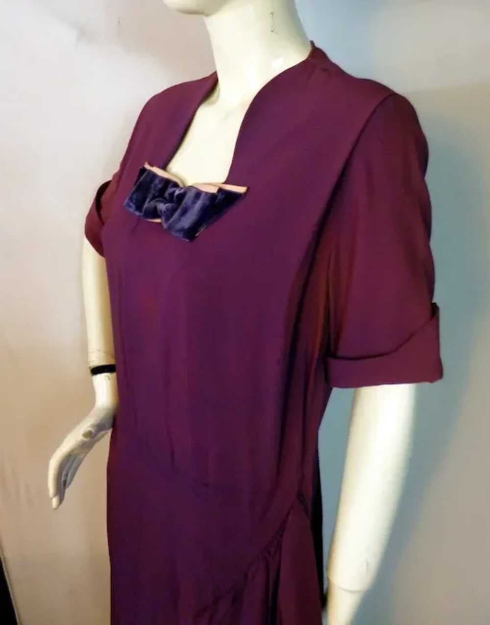 Vintage 1940s Purple Crepe Drape Dress Blakely Fa… - image 4