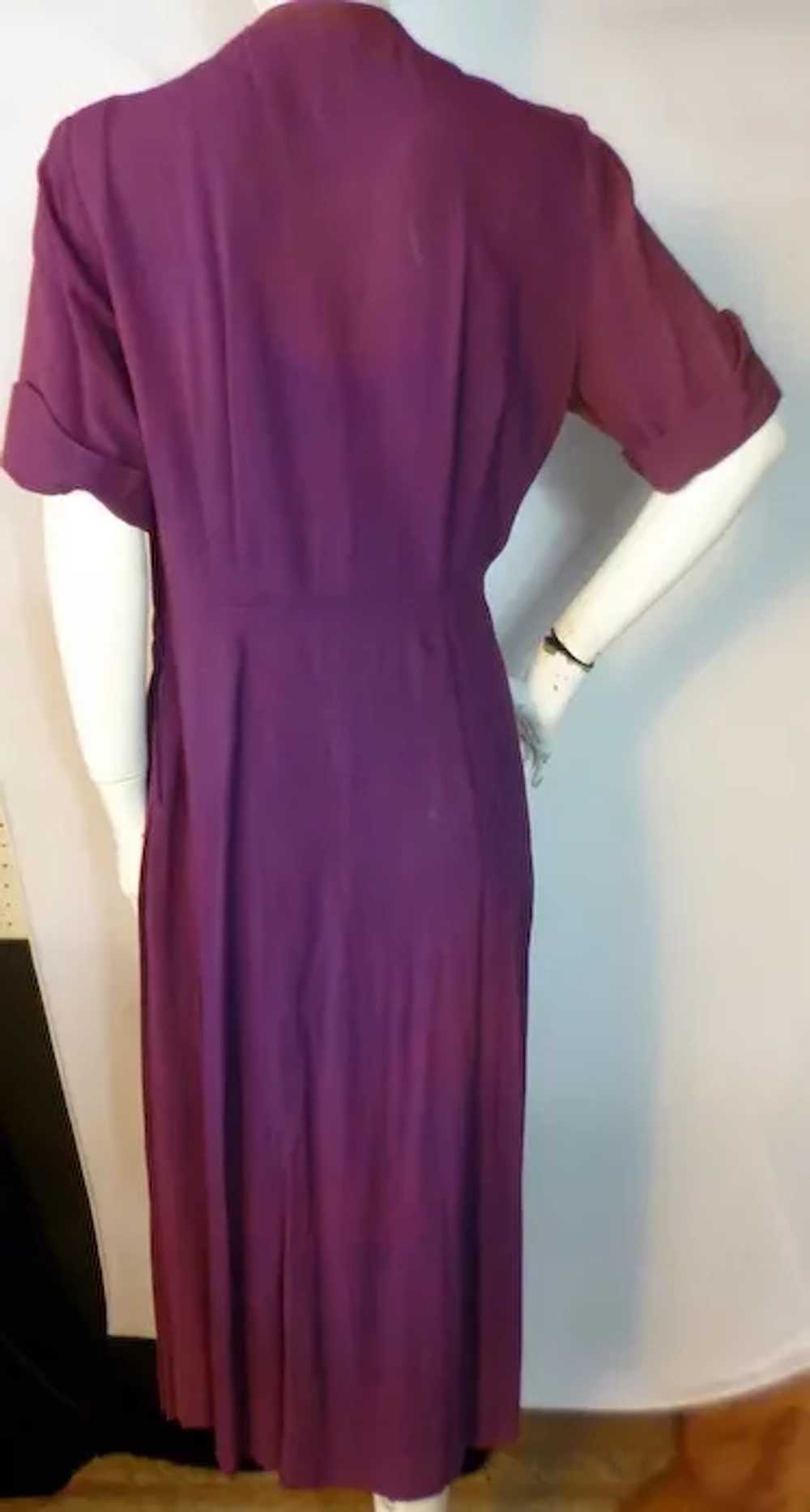 Vintage 1940s Purple Crepe Drape Dress Blakely Fa… - image 5