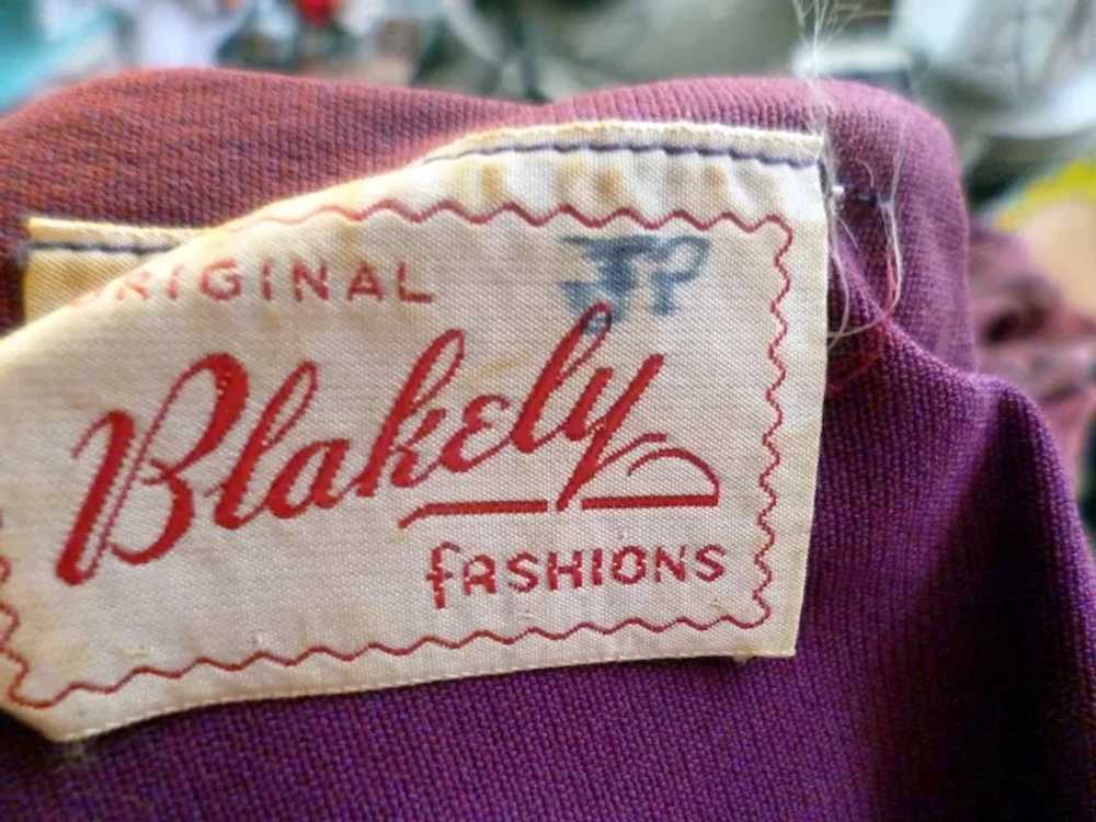 Vintage 1940s Purple Crepe Drape Dress Blakely Fa… - image 6