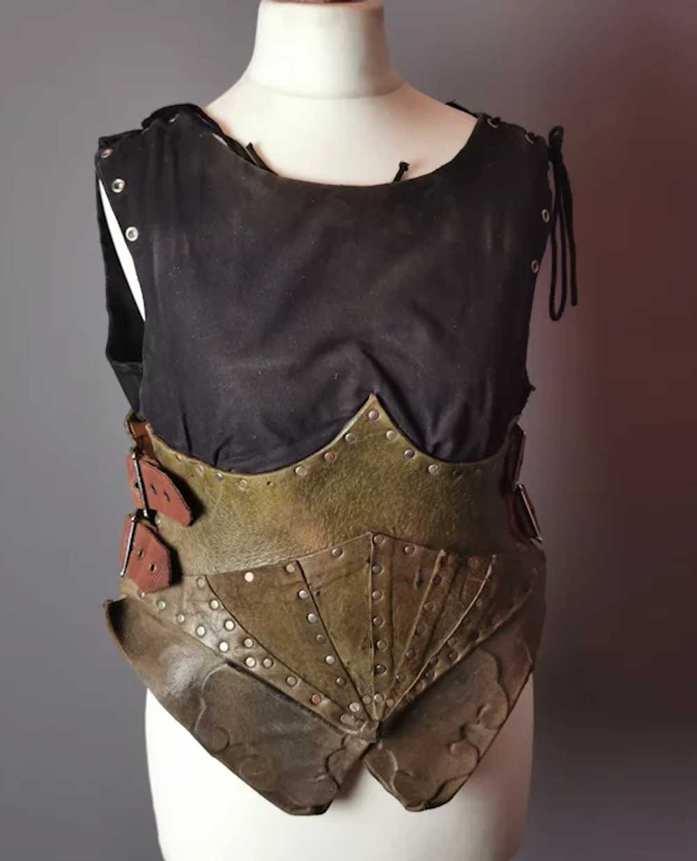 Vintage womens leather warrior costume, Larp, Med… - image 12