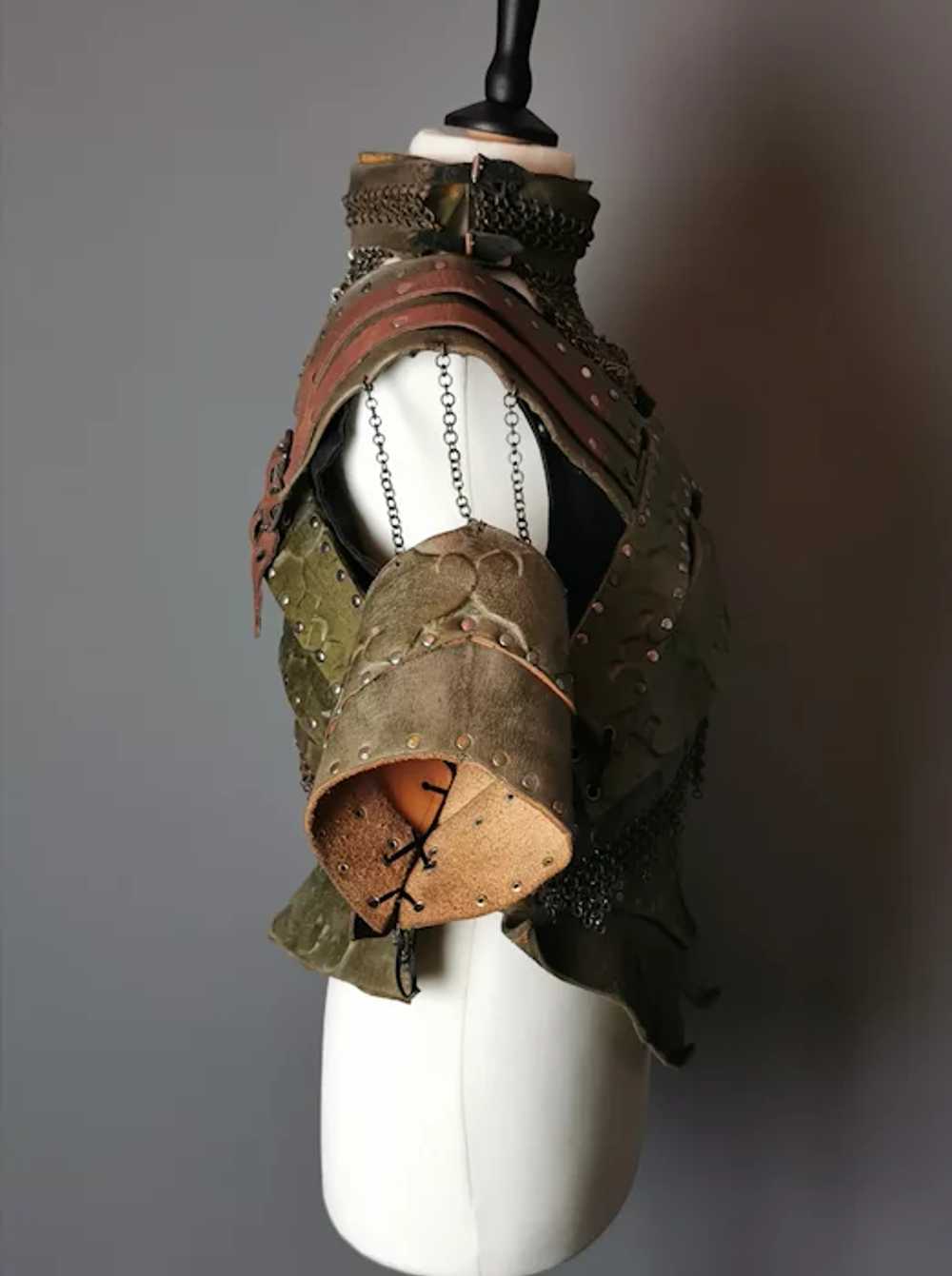 Vintage womens leather warrior costume, Larp, Med… - image 3